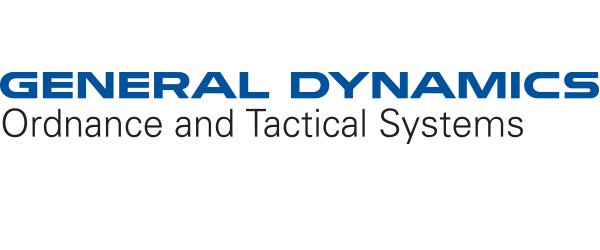Image of General Dynamics Logo; "General Dynamics" is in large blue letters, written over the words "Ordnance and Tactical Systems" in black letters, all on a white background. 