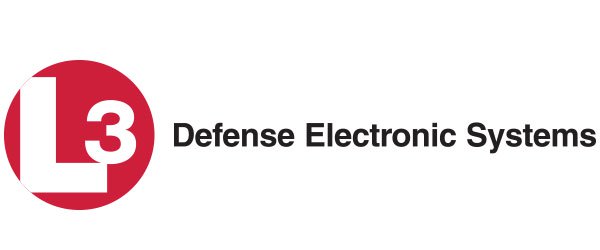 Image of a symbol "L3" followed by the words: "Defense Electronic Systems". The L3 symbol comprises "L3" in white font, enclosed in a red circle. 