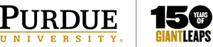 Purdue University 150 years of Giant Leaps logo