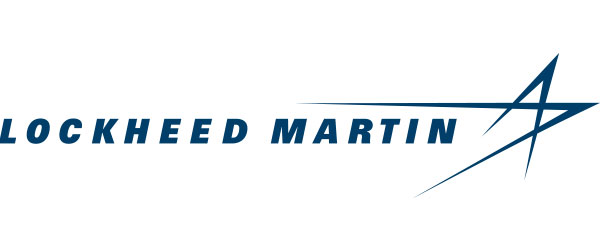 Lockheed Martin logo; the words "Lockheed Martin" in blue, followed by a blue star in which some of it's legs extend back into the area where "Martin" is located.