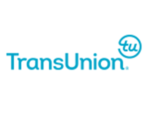 Blue TransUnion Logo with "TU" in a circle to the upper right of the words