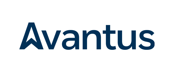 Avantus logo; The word "Avantus" in navy print on a white background. The "A" in Avantus looks like an arrow. 