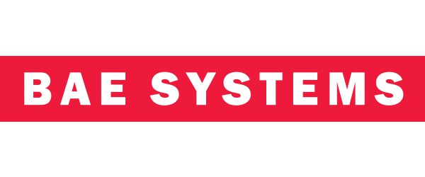 BAE Logo: The words "BAE Systems" in white text over a red bar. 
