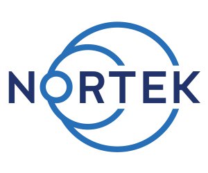 Image of Nortek logo, with the words "NORTEK" surrounded by two circles that look like radar signals. 
