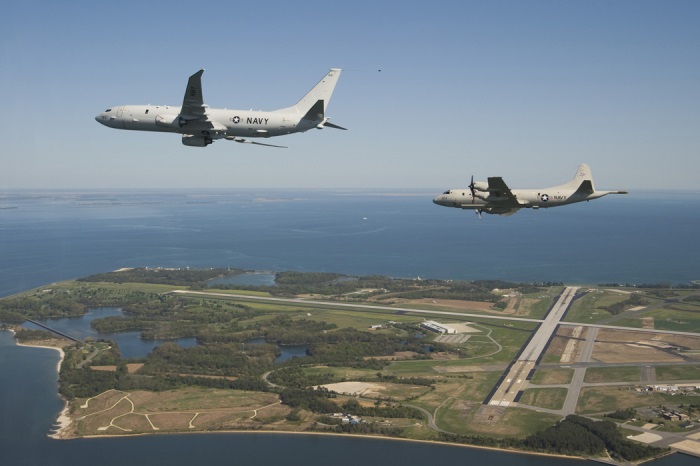 P-8 and P-3 over Pax River